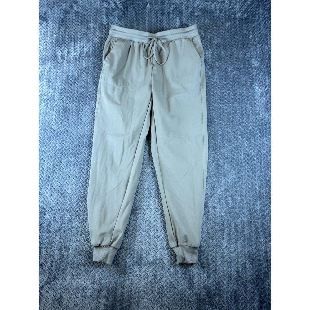 Rachel Zoe Jogger Pants Womens Small Beige Mid Rise Drawstring Waist Tapered Leg